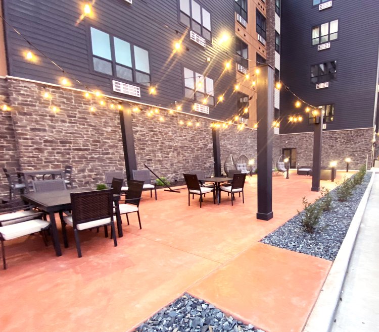 Outdoor patio with lighting installation